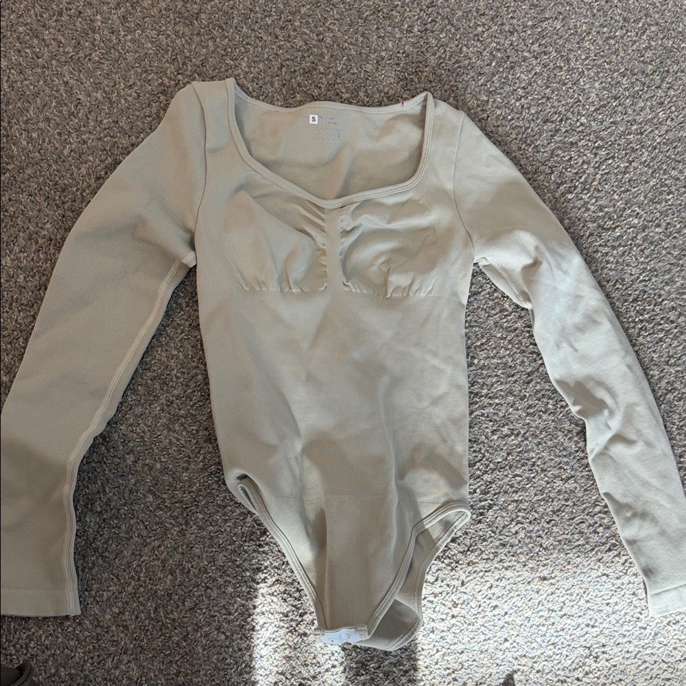 Stylish Cream Long Sleeve Women's Bodysuit